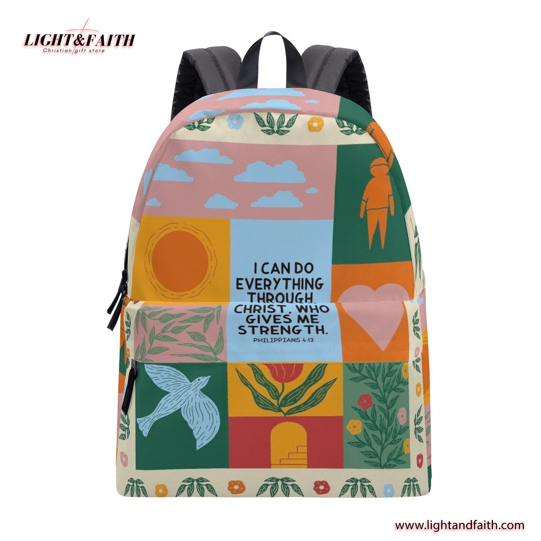 Philippians 4:13 Backpack, I Can Do Everything Through Christ Backpack, Christian Inspirational Backpack, Bible Verse Faith School Bag, Motivational Gift.PLAF45